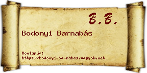 Bodonyi Barnabás névjegykártya